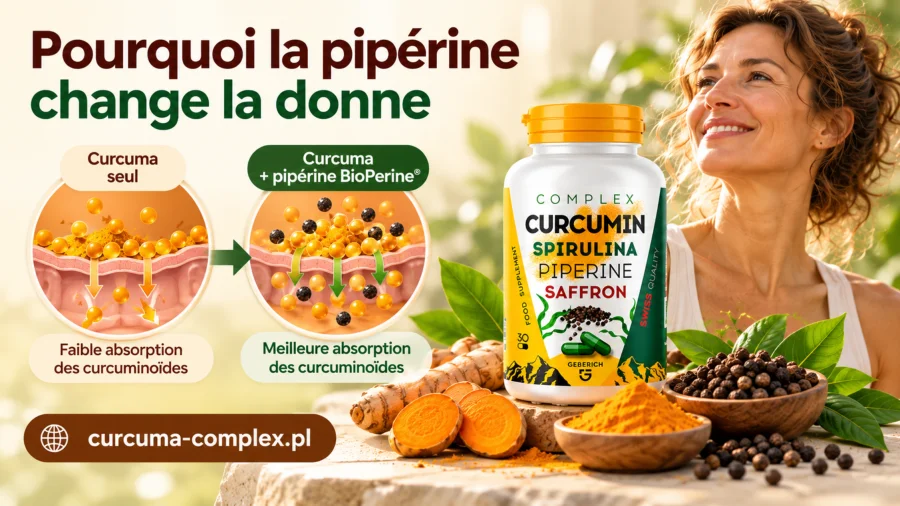 Curcuma Complex — pipérine BioPerine pour une meilleure absorption de la curcumine
